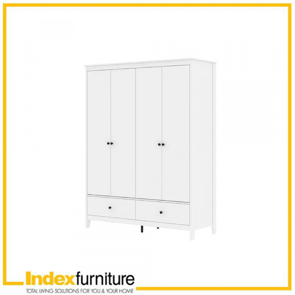 42528 SANTORINI WARDROBE 4 DOOR WT, 160X59.7X210CM