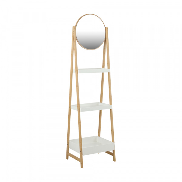 [42546] 42546 ELVIRA / N 3-TIER SHELVES + MIRROR WT/NT 43X3