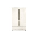 39181 WARDROBE 3 DOOR 2 DRAWER WITH MIRROR WHITE GV  F23AWD 