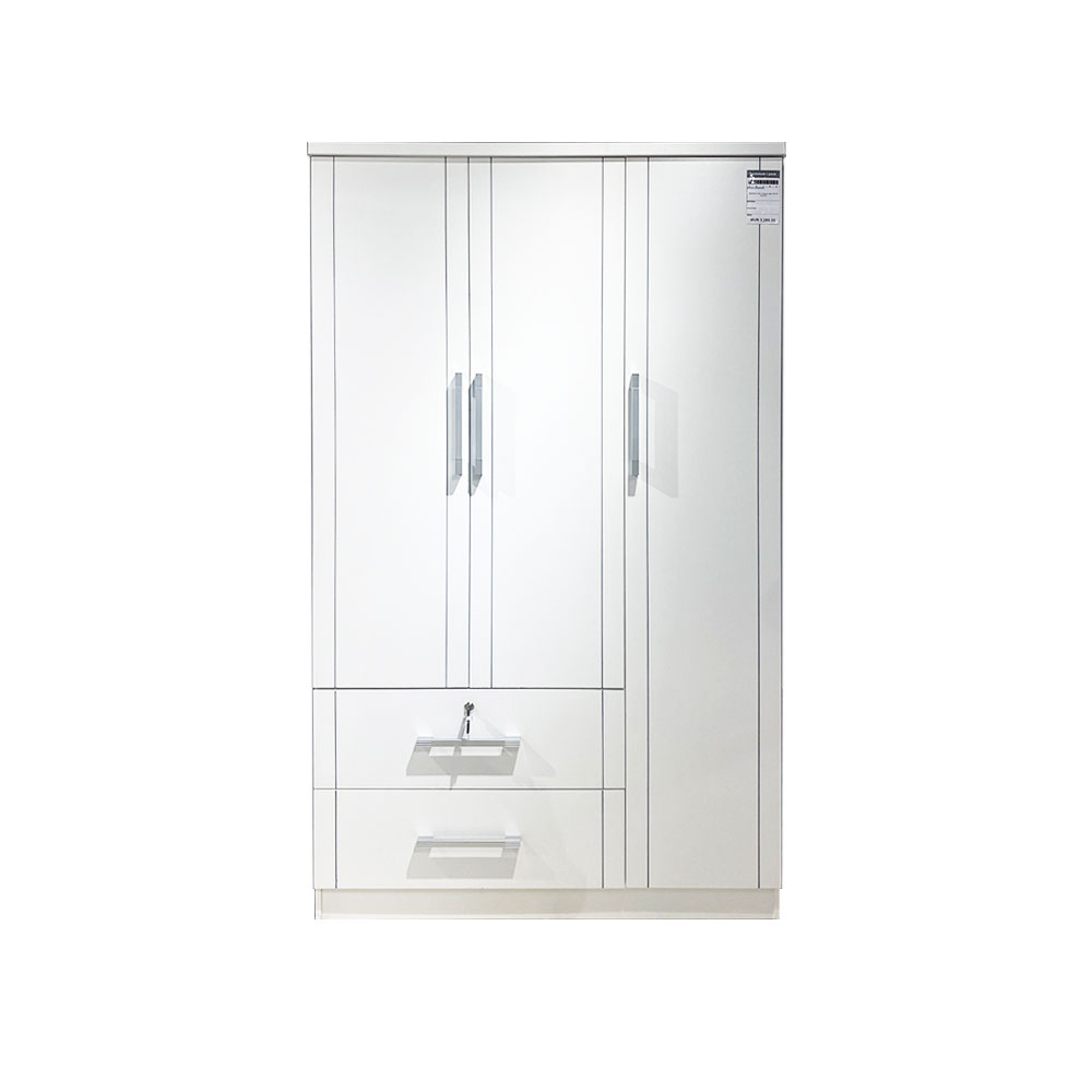 39193 WARDROBE 3 DOOR 2 DRAWER WHITE VTF PT41H (PU) 