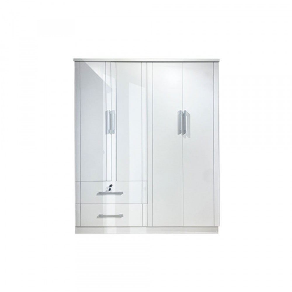39217 WARDROBE 4 DOOR 2 DRAWER WHITE VTF PT42H (PU)