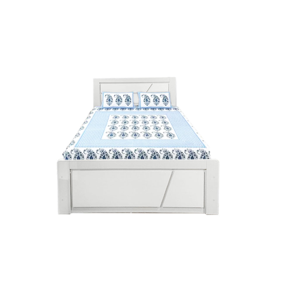 [61015] 61015 DOUBLE BED 4FT SGY-BD057 WHITE HIGH GLOSS/ WHITE WASH