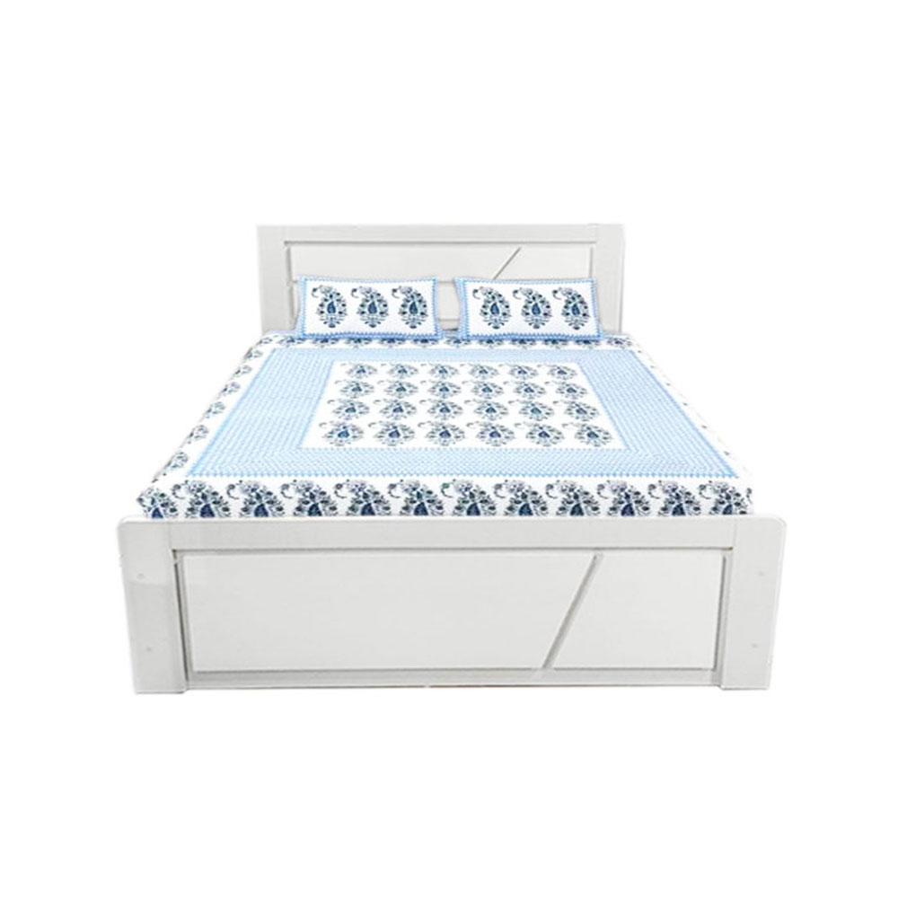[61016] 61016 QUEEN BED 5FT SGY BD057 WHITE HIGH GLOSS WHITE WASH