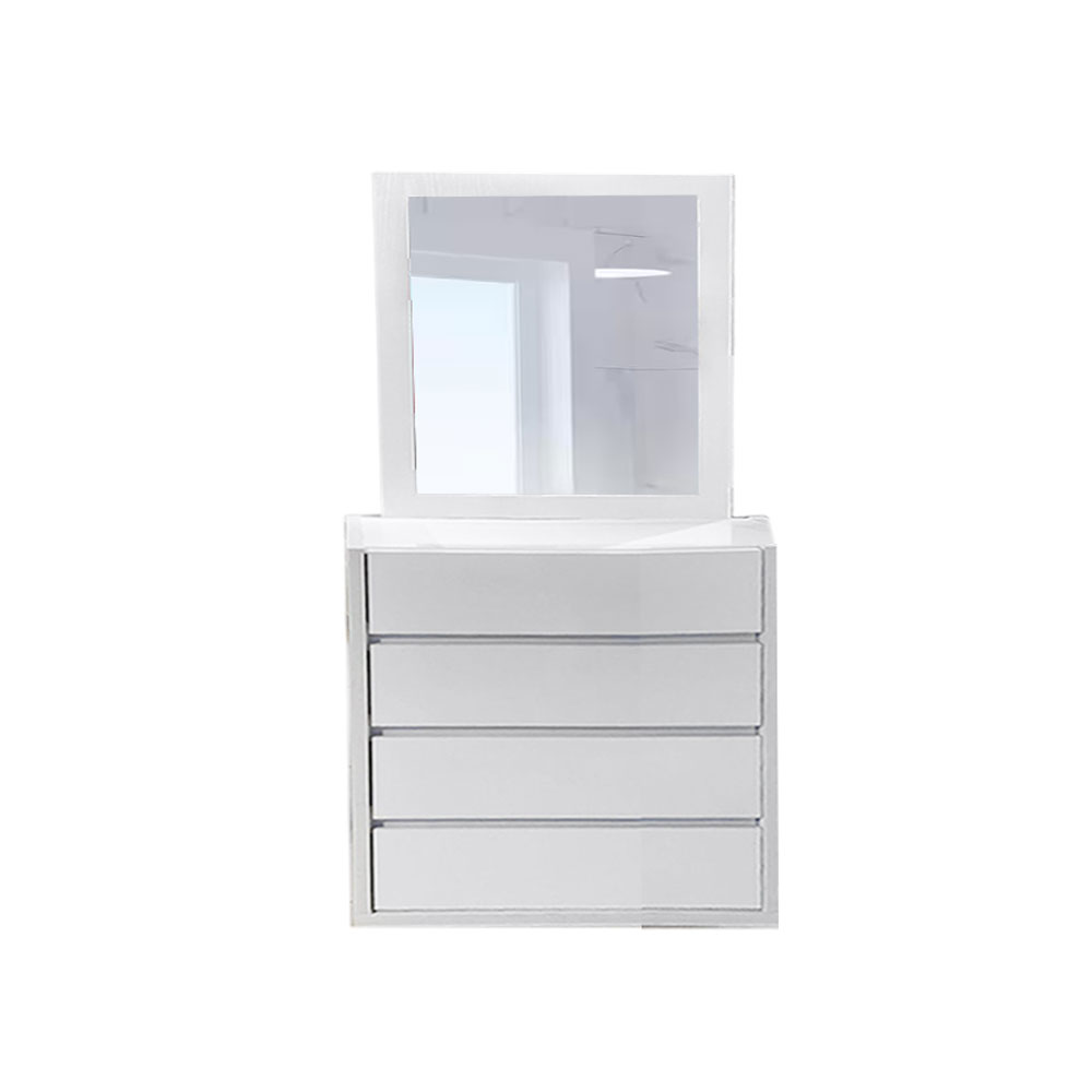 61019 DRESNG TABLE W/ MIRROR 4DRAWER SGY DT055 WHITE HIGH GLOSS WHITE WASH