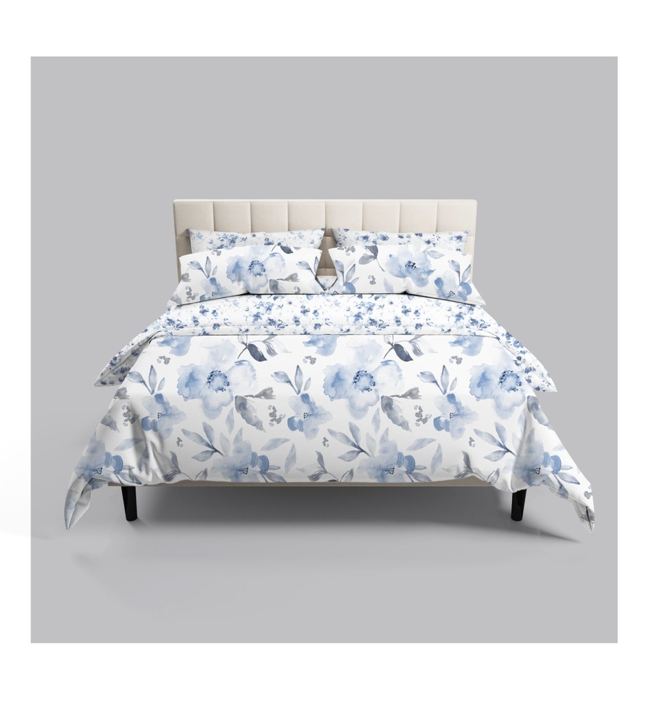 61137 MALIN KING BEDDING 6PCS/SET WT/BL       