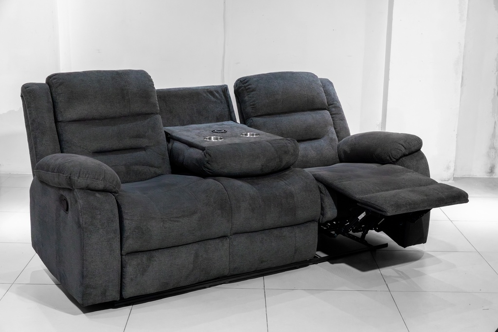 [63501] 63501 RECLINER SOFA 3SEATER W/TABLE 6011-3RR GREY CCR-20 