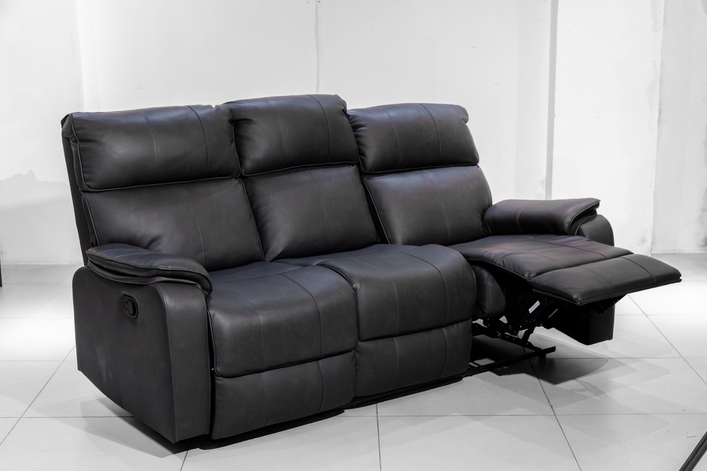 63503 RECLINER SOFA 3SEATER 6037-3RR BLACK PU FH-1 