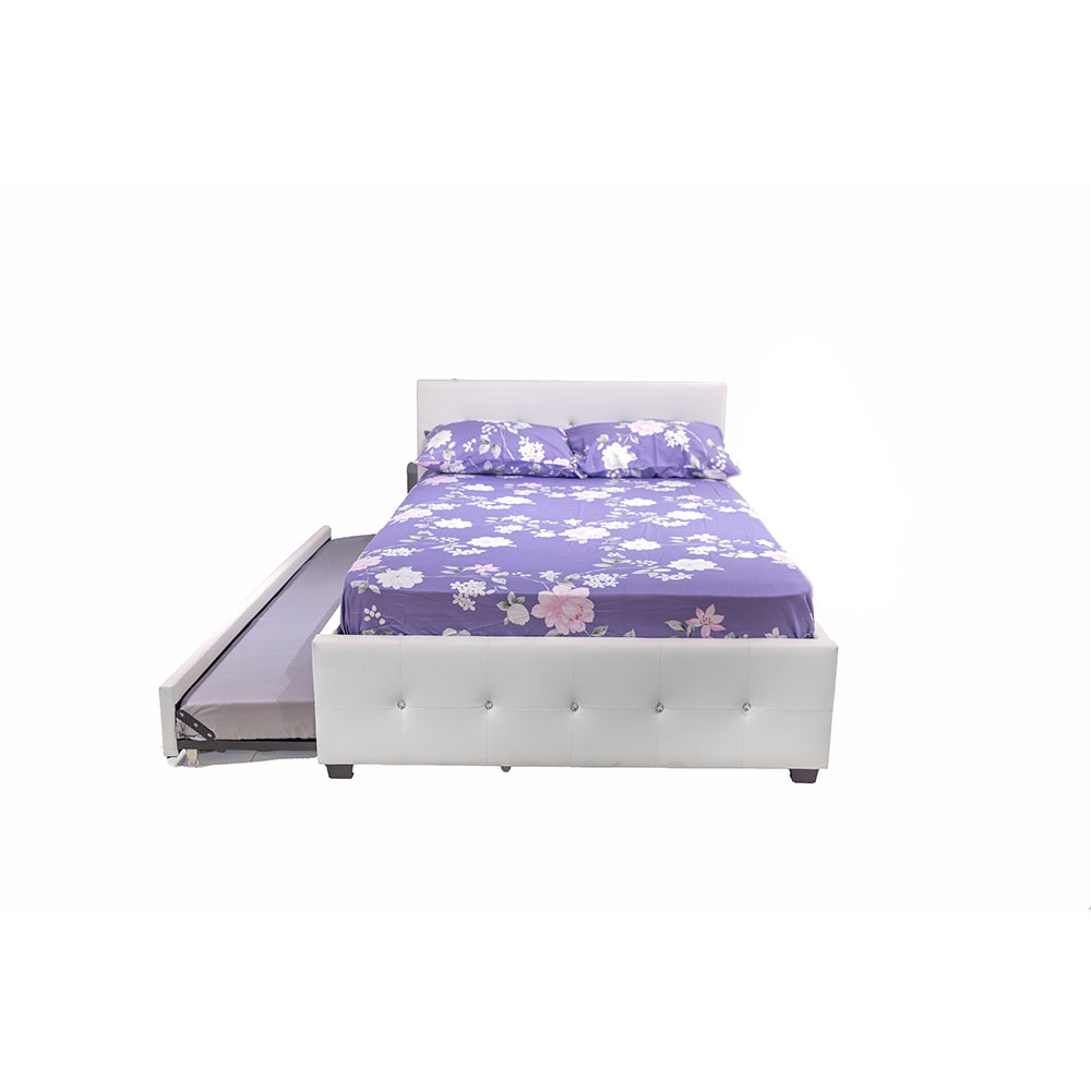63548 WOODEN PULLOUT BED WHITE LEATHER HEADBOARD 22X191CM PK07-01