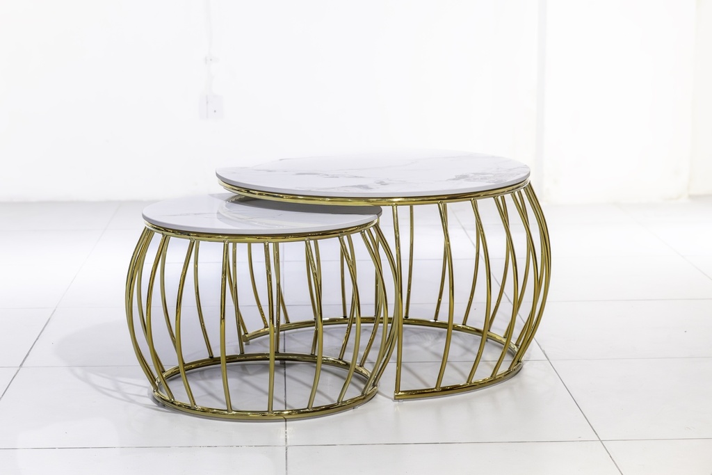 63550 COFFEE TABLE 2PCS CERAMIC TOP CT-246 70X70X40CM/ 50X50X40CM