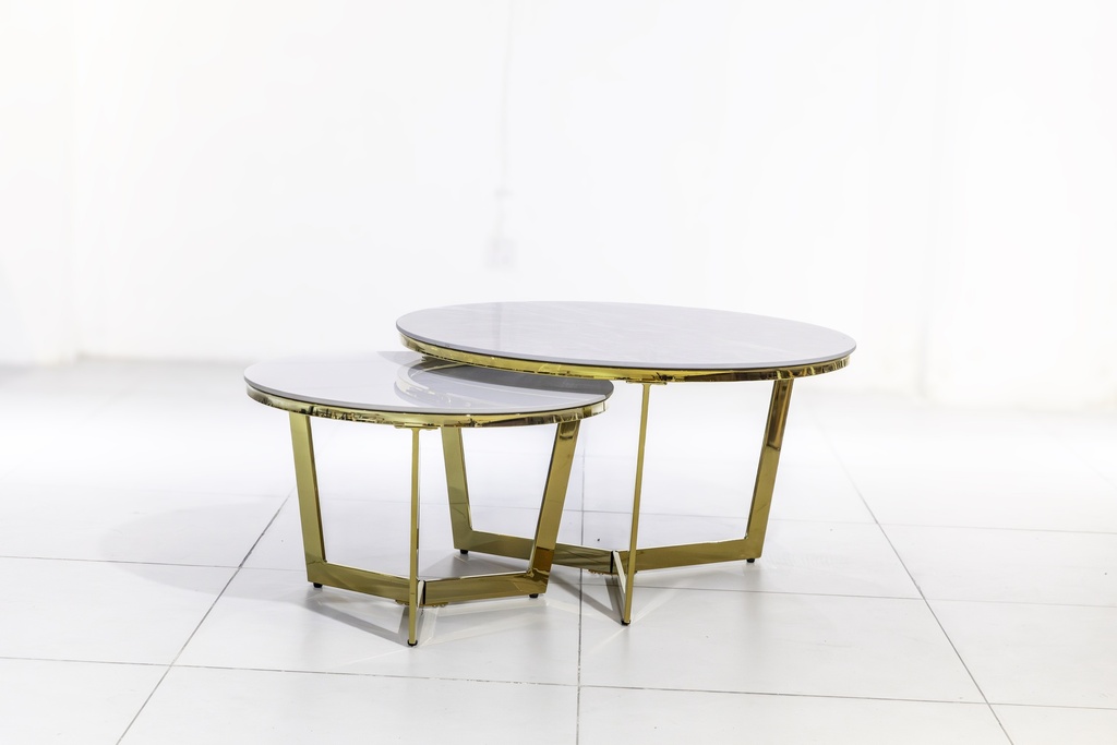 63551 COFFEE TABLE 2PCS CERAMIC TOP  CT-245 80X80X44.5CM / 60X60X39CM