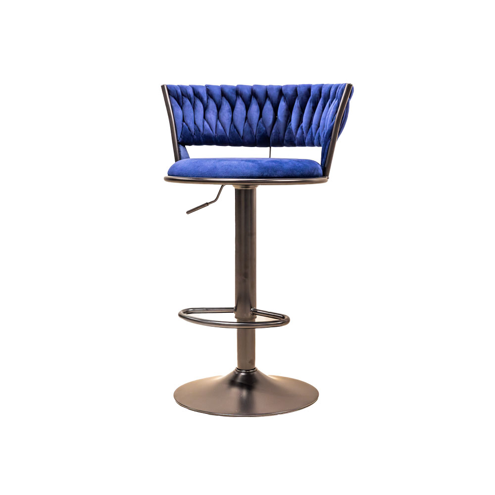 63553 BAR STOOL BLUE VELVET, P.COAT LEG BS-658 