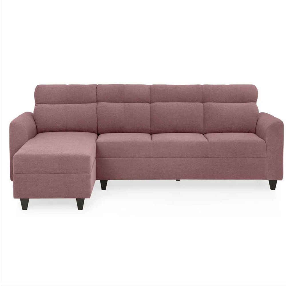 63669 DUROFLEX SOFA WITH LOUNGER ZIVO PLUS DUSKY PINK FABRIC 3SEATER  