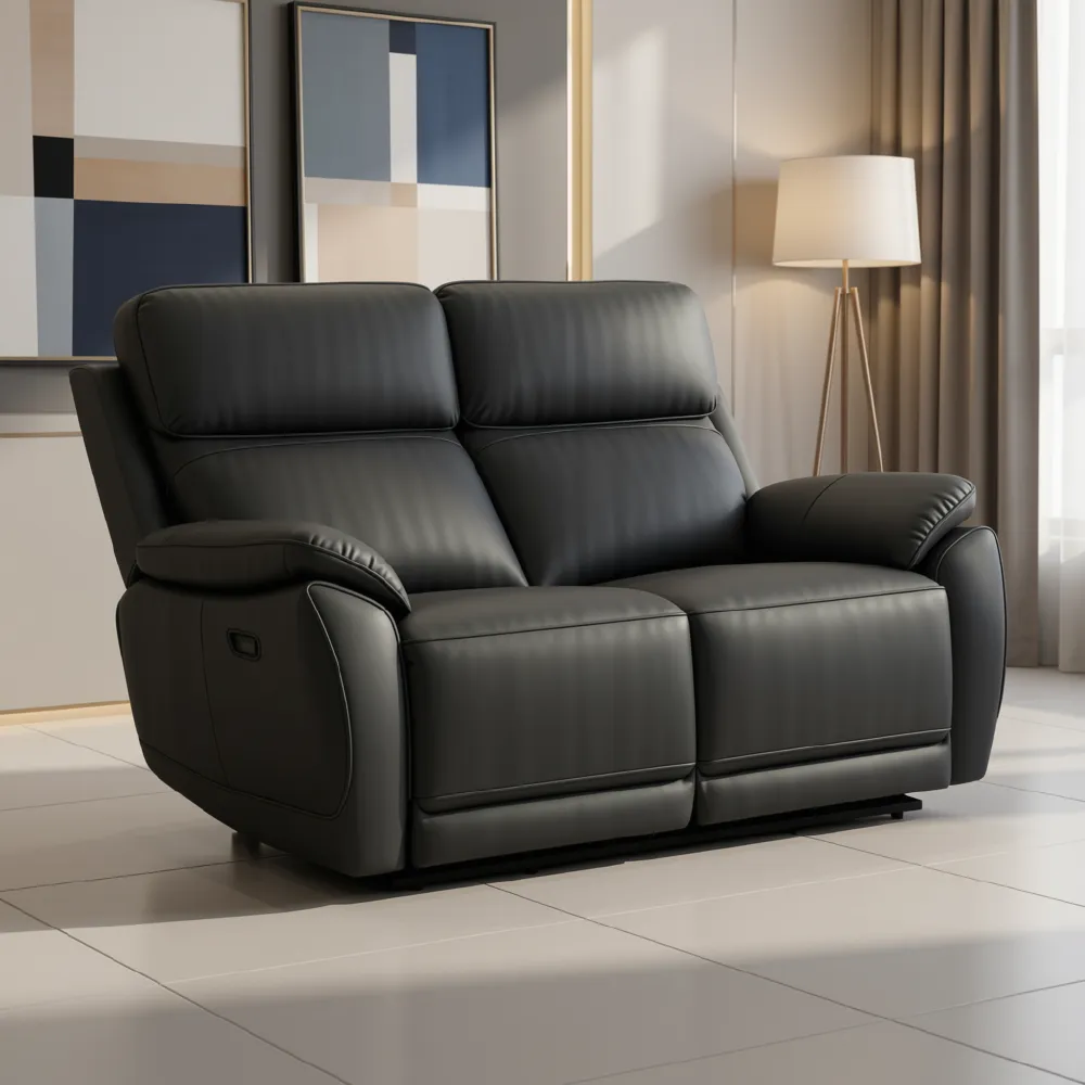 68449 COW LEATHER/PVC, 4 ELECTRIC RECLINERS #180 GRAY 2EE