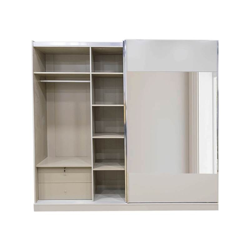 68228 2D SLIDING WARDROBE 1085 WITH MIRRIOR, LED HANGE AND 2 DRAWER CABINET  