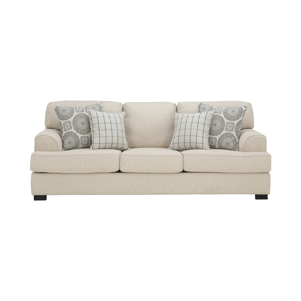 [66556] 66556 WESTMINSTER FABRIC SOFA 3/S BE, EASY CLEAN UPHOLSTERED,RUBBER WOOD LEGS 