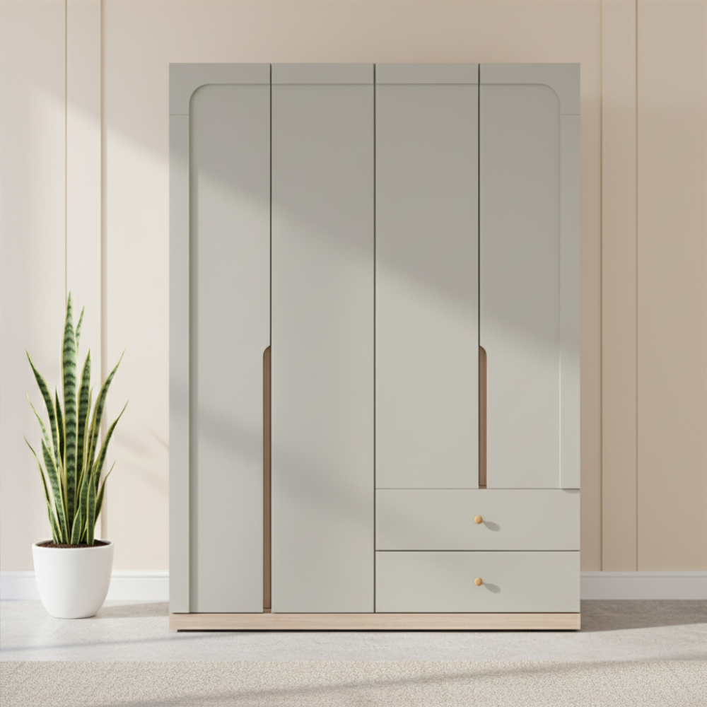 [66567] 66567 MELBOURNE 4 DR WARDROBE SS/LO15 PB WITH FOIL FINISHED 