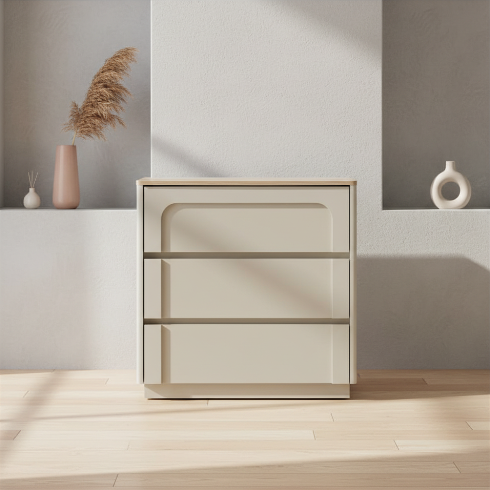 [66569] 66569 MELBOURNE CHEST OF 3DRAWERS SS/LO15 PB WITH FOIL FINISHED 