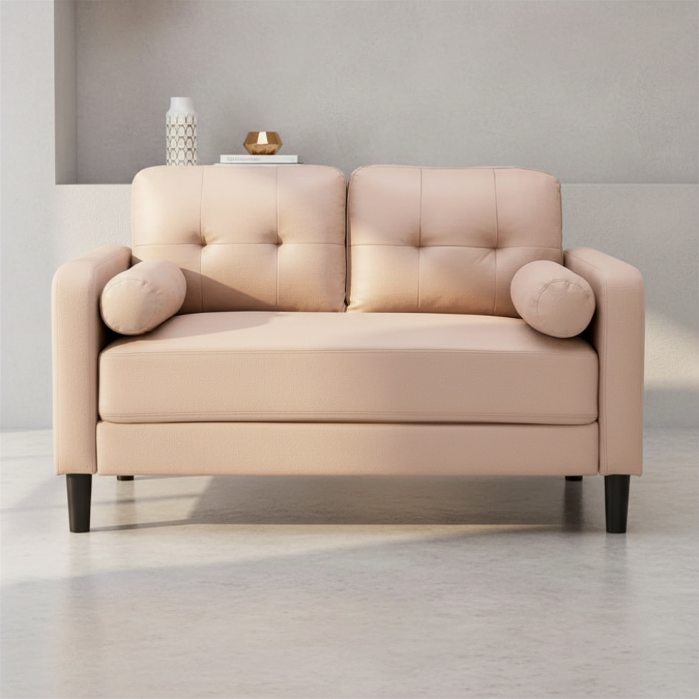 [66577] 66577 RAFFY FABRIC SOFA 2/S LBN FABRIC UPHOLSTERED, PLASTIC LEGS 
