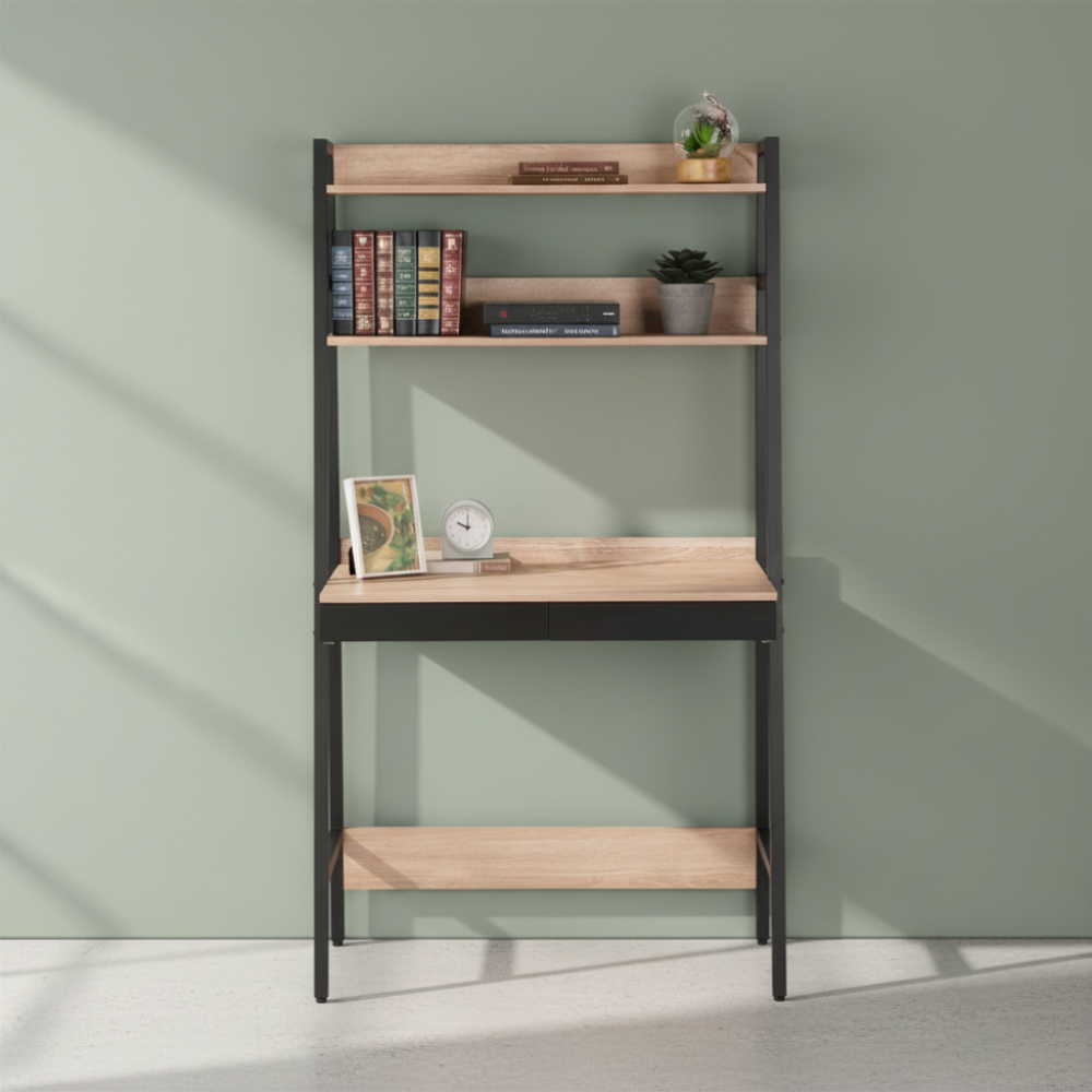 [66582] 66582 VEERA HOME DESK 85 CM. NO/BK PB WITH PVC FINISHED, STEEL FRAME 