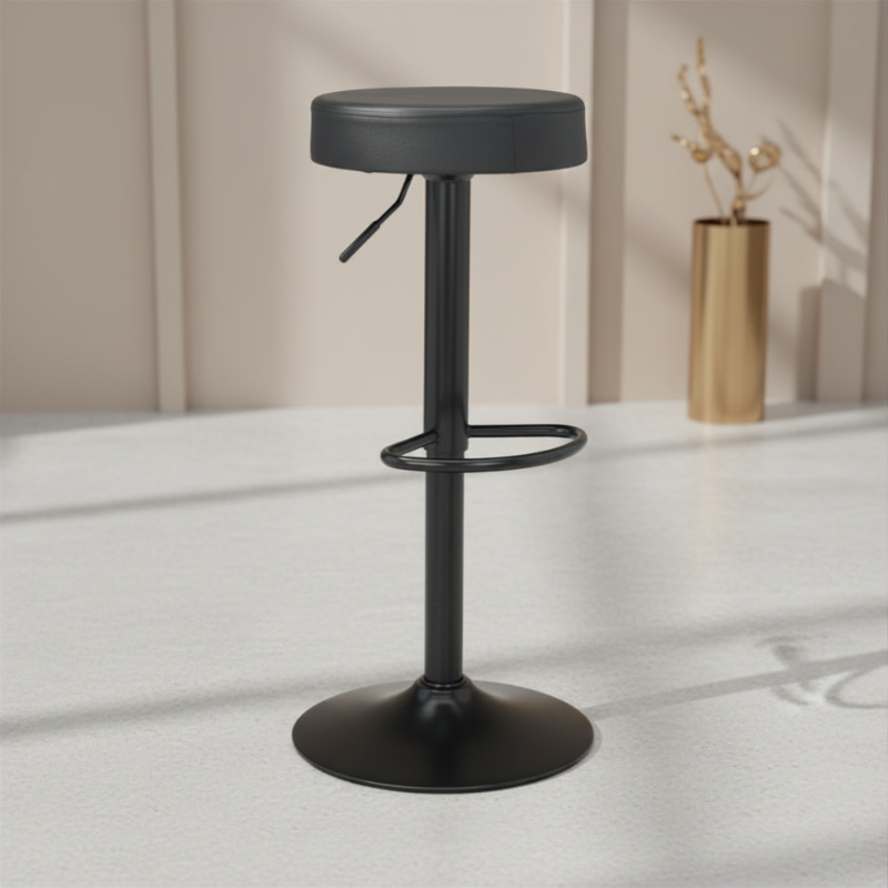 [66587] 66587 FUNKY BAR STOOL BK PU SEAT WITH POWDER COATED+GASLIFT 