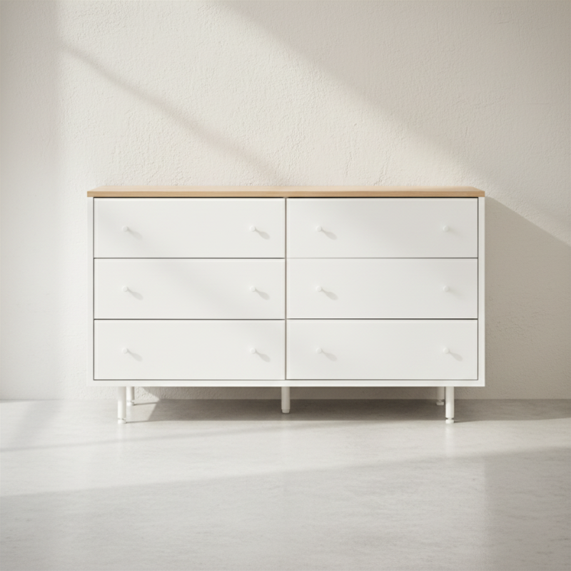45426 MINIMAL CHEST OF 6 DRAWERS 120 CM. WT/LW	 