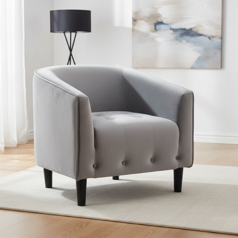 [45442] 45442 TEDDY FABRIC ARMCHAIR GY     
