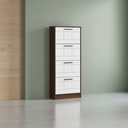 10573 SHOE CABINET 4 TIER COLUMBIA OAK/ WHITE