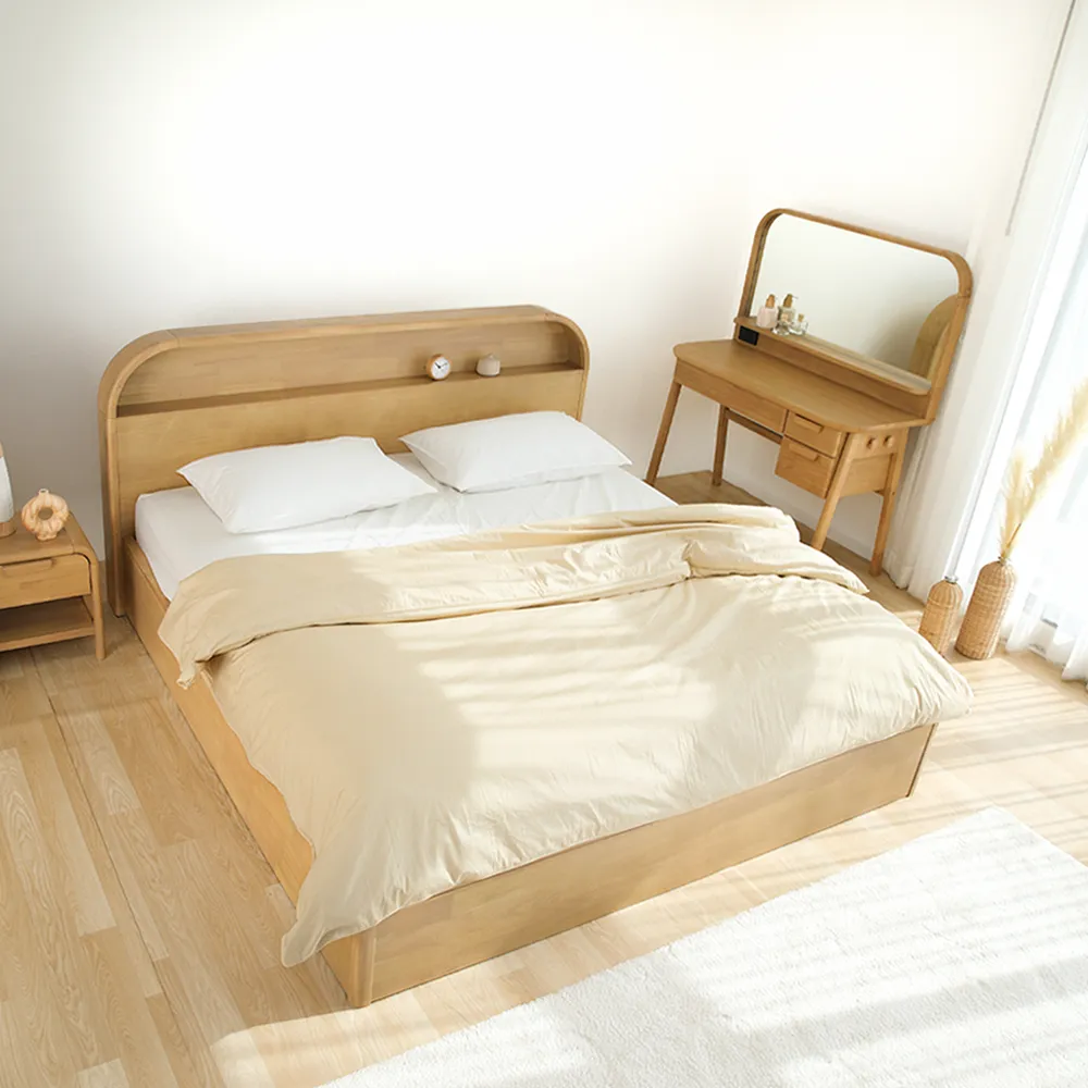 68441 AOMORI BED 6FT. WO RUBBER WOOD, VENEER)
