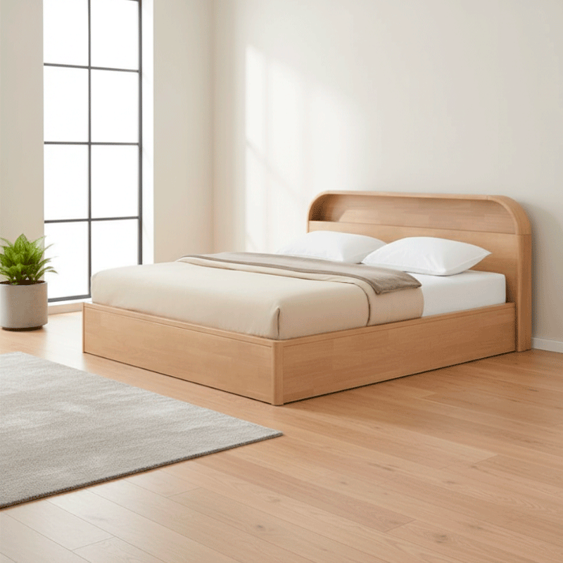 [68441] 68441 AOMORI BED 6FT. WO RUBBER WOOD, VENEER)