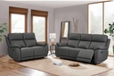 68216 COW LEATHER/PVC, 4 ELECTRIC RECLINERS #180 GRAY