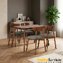 42523 MICHELL/L WOOD DINING SET (1T+4C) TK/GY 110X126X73.5CM