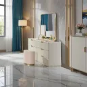 45452 DRESSER, MIRROR & STOOL  1101 - 8442-2 LIGHT GREY WHITE GLOSSY 