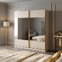 45453 WARDROBE 2 SLIDING DOOR 1101 - 8442-2 LIGHT GREY WHITE GLOSSY