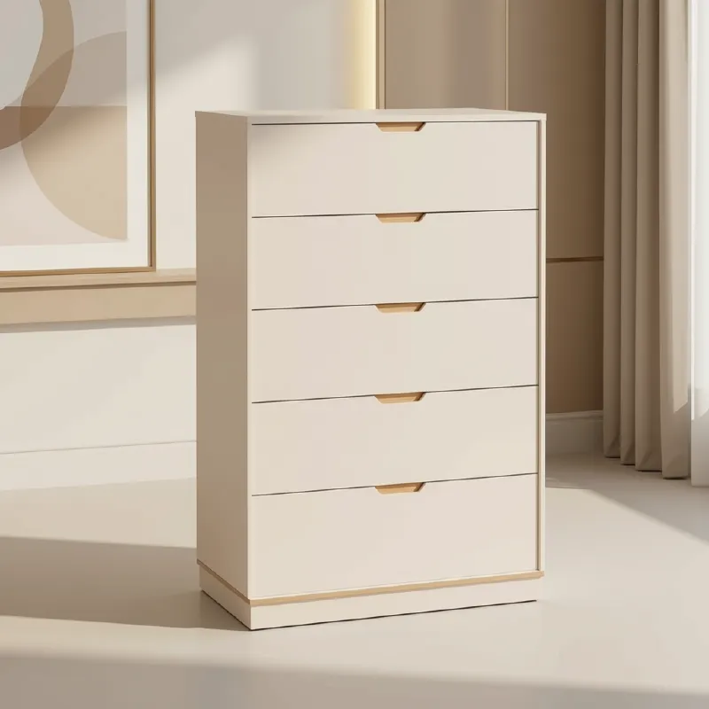 45454 CHEST DRAWER 1101 - 8442-2 LIGHT GREY WHITE GLOSSY 