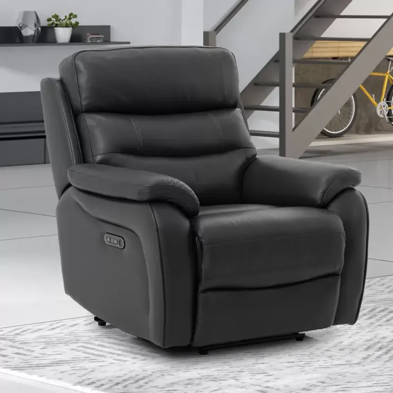 68463 COW LEATHER/PVC, 4 ELECTRIC RECLINERS 1E #180 GREY 