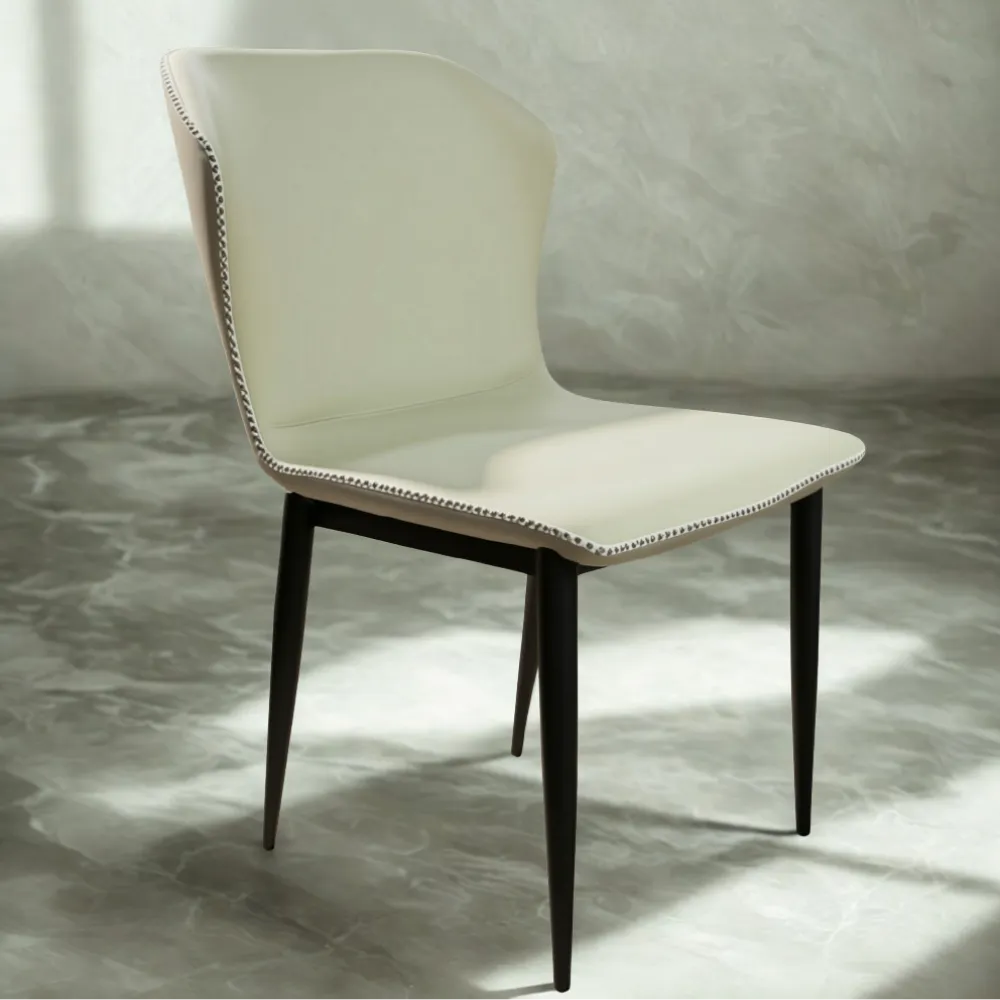 41098 PU LEATHER DINING CHAIR WITH METAL LEGS