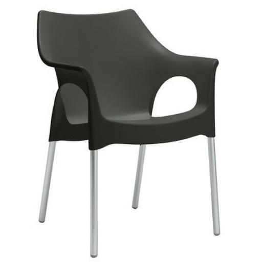 [33268] 33268 OLA STACK ARM CHAIR ART:2120 WITH ALUMINIUM LEG DARK ANTHRACITE GREY SCAB