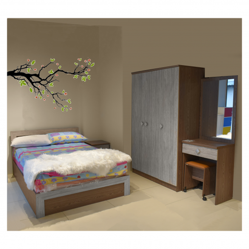 [35234] 35234 TUCSON BED ROOM SET 5FT VTF B9-W9-N9-G9TCS (ST) DRESSER WITH STOOL AMERICA OAK