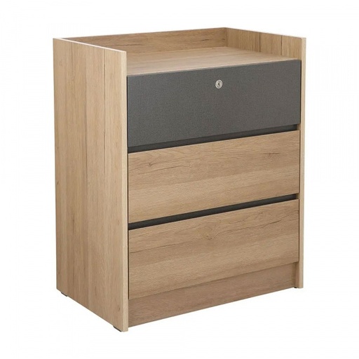 [42487] 42487 MERINDA CHEST 3 DRAWERS NT/DGY 60X39X73.7CM