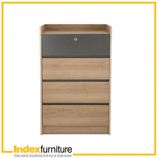 [42488] 42488 MERINDA CHEST 4 DRAWERS NT/DGY 60X39X95CM