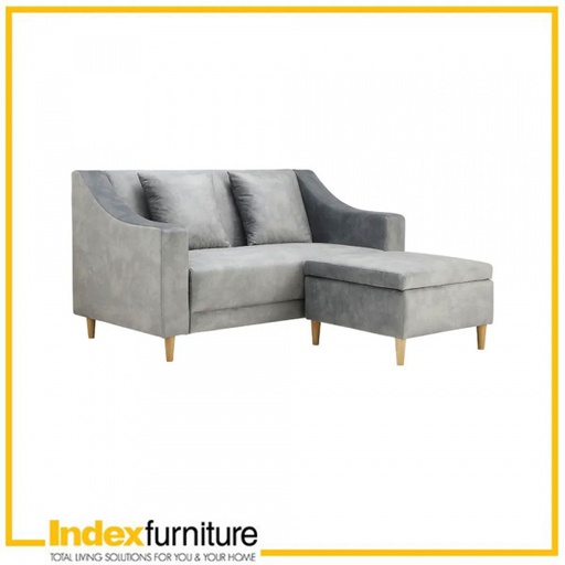 [42519] 42519 DOROTHY FABRIC SOFA 2/S+STOOL LGY, 160X84X85CM