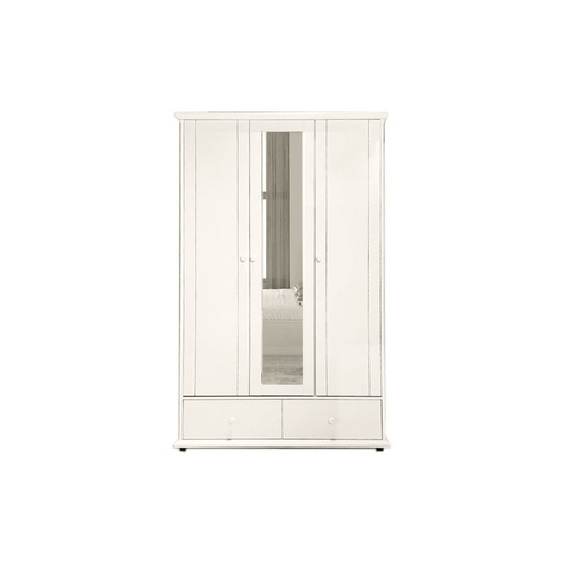 [39181] 39181 WARDROBE 3 DOOR 2 DRAWER WITH MIRROR WHITE GV  F23AWD 