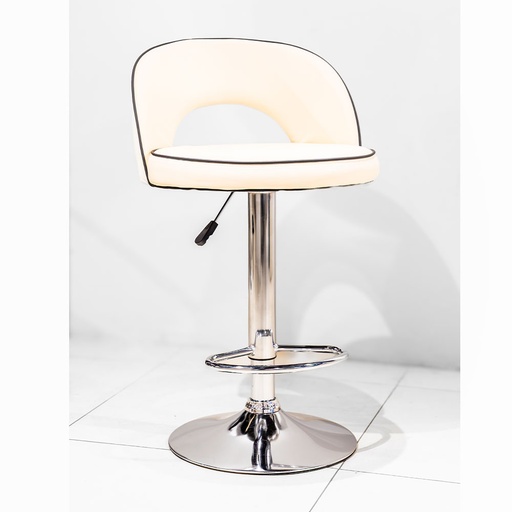 [63554] 63554 BAR STOOL CREAM  PU, BLACK PIPING, CHROME LEG  BS-309 