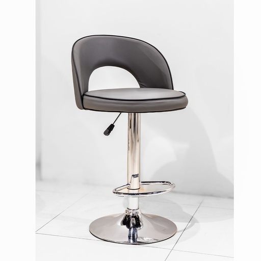 [63555] 63555 BAR STOOL GREY PU, BLACK PIPING, CHROME LEG  BS-309 