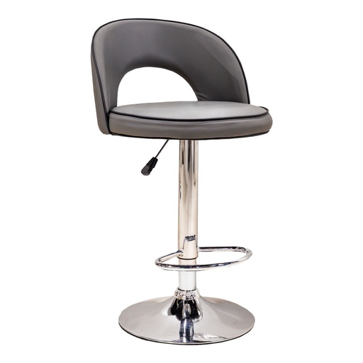 [63555] 63555 BAR STOOL GREY PU, BLACK PIPING, CHROME LEG BS-309 