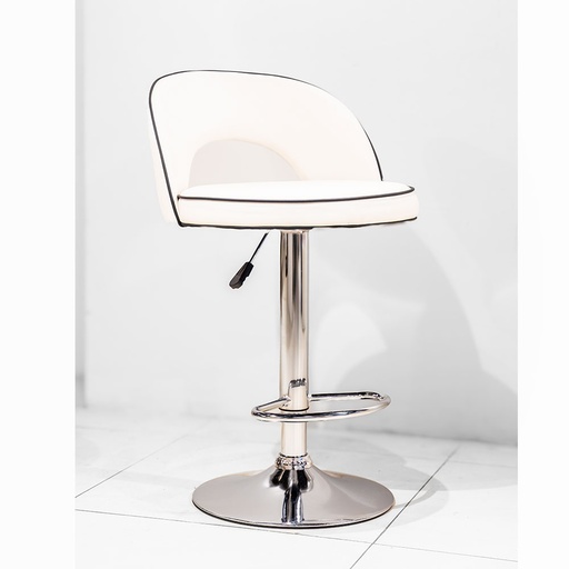 [63556] 63556 BAR STOOL WHITE  PU, BLACK PIPING, CHROME LEG  BS-309 