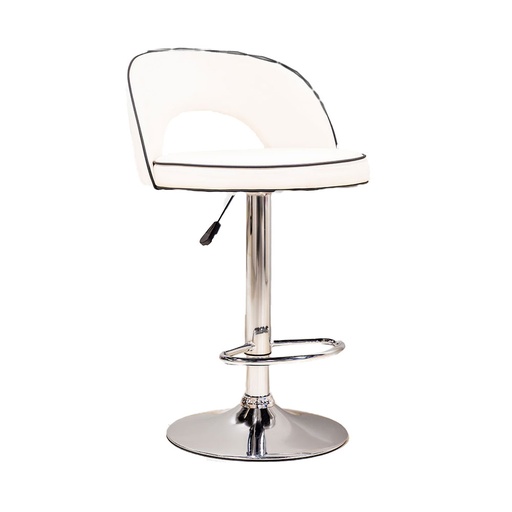 [63556] 63556 BAR STOOL WHITE PU, BLACK PIPING, CHROME LEG BS-309 