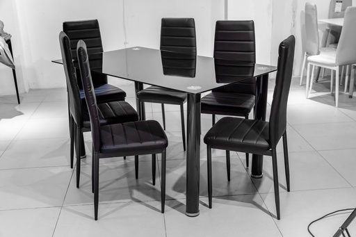 [33537] 33537 DINING SET (6+1) AVATAR BLACK  DT-170P+DC-197P 