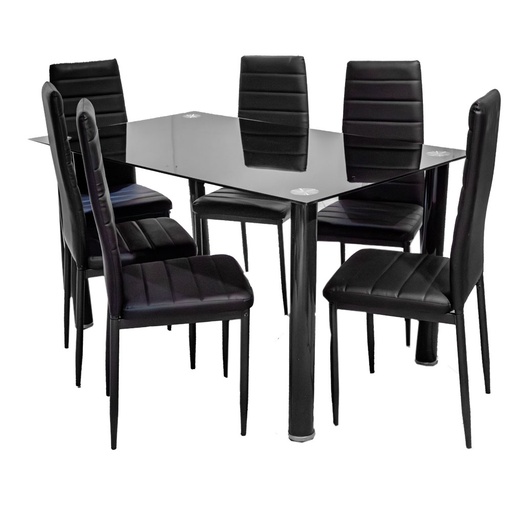 [33537] 33537 DINING SET (6+1) AVATAR BLACK  DT-170P+DC-197P 