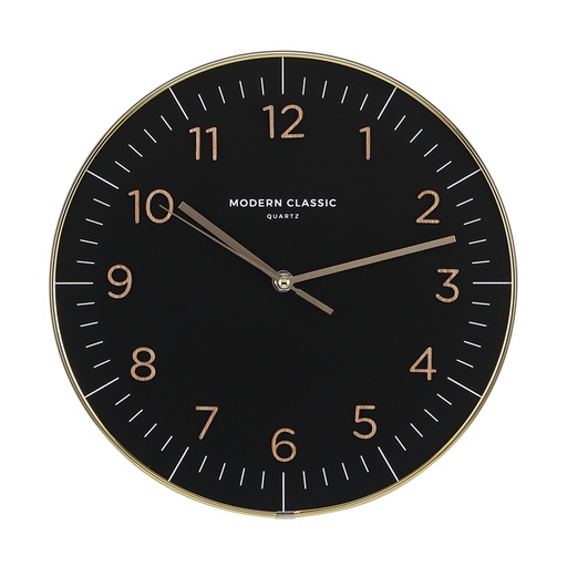 45429 TIMETOGO WALL CLOCK 12" BK/LW    